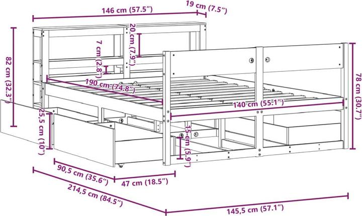 Image du produit vidaXL Bettgestell (140 x 190 cm)