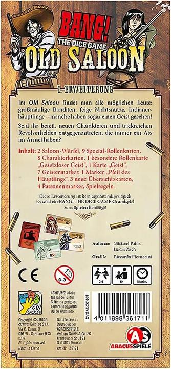 Produktbild Abacus BANG! The Dice Game  Old Saloon Erweiterung (Deutsch, 3 - 8 Spieler)