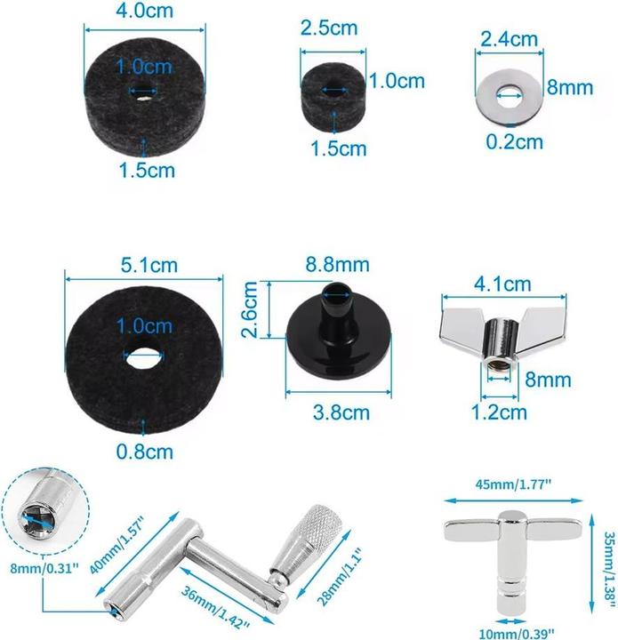 Image du produit Cbx 23-teiliges Becken Ersatz Zubehör Set für Schlagzeug mit Drumschlüsseln