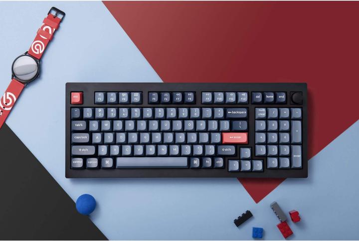 Immagine prodotto Keychron Tastiera meccanica wireless V5 Max QMK/VIA RGB con manopola rossa (nero) (US, Cablato, Senza fili)
