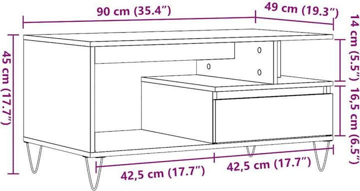 Image du produit vidaXL Couchtisch (49 x 90 x 45 cm)