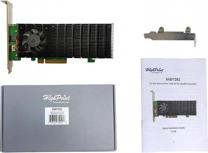 Produktbild HighPoint RAID-Controller SSD7202 2x M.2 NVMEx4v3, PCI-Ex8