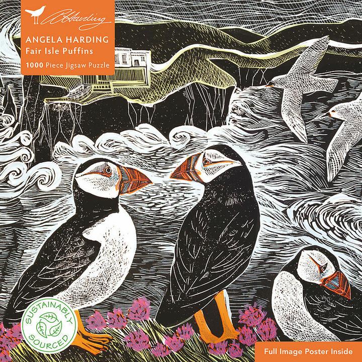 Adult Sustainable Jigsaw Puzzle Angela Harding: Fair Isle Puffins (1000 pièces)