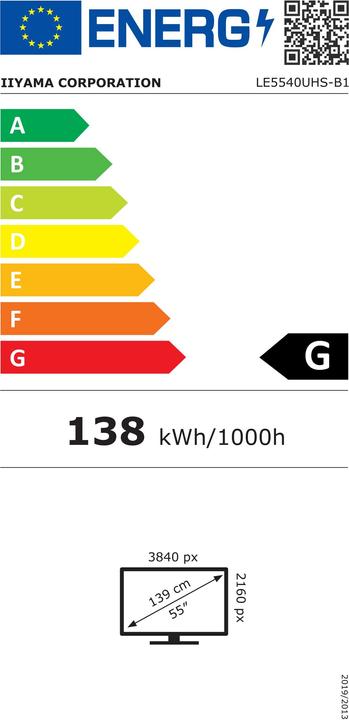 Energie-Label iiyama ProLite LE5540UHS-B1 (3840 x 2160 Pixel, 54.60")