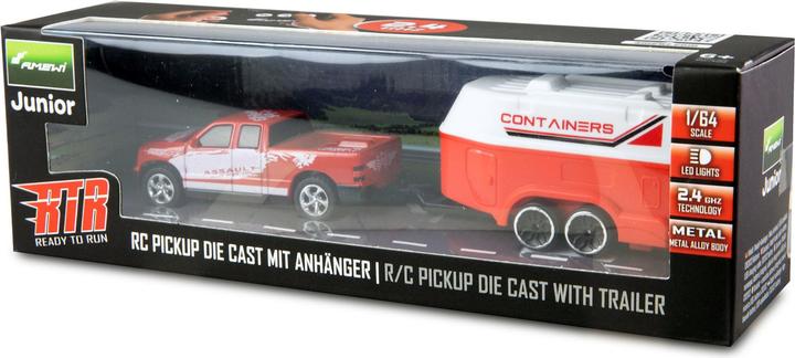 Produktbild Amewi RC Pickup Die Cast mit Pferdeanhänger 1:64 RTR rot (RTR Ready-to-Run)