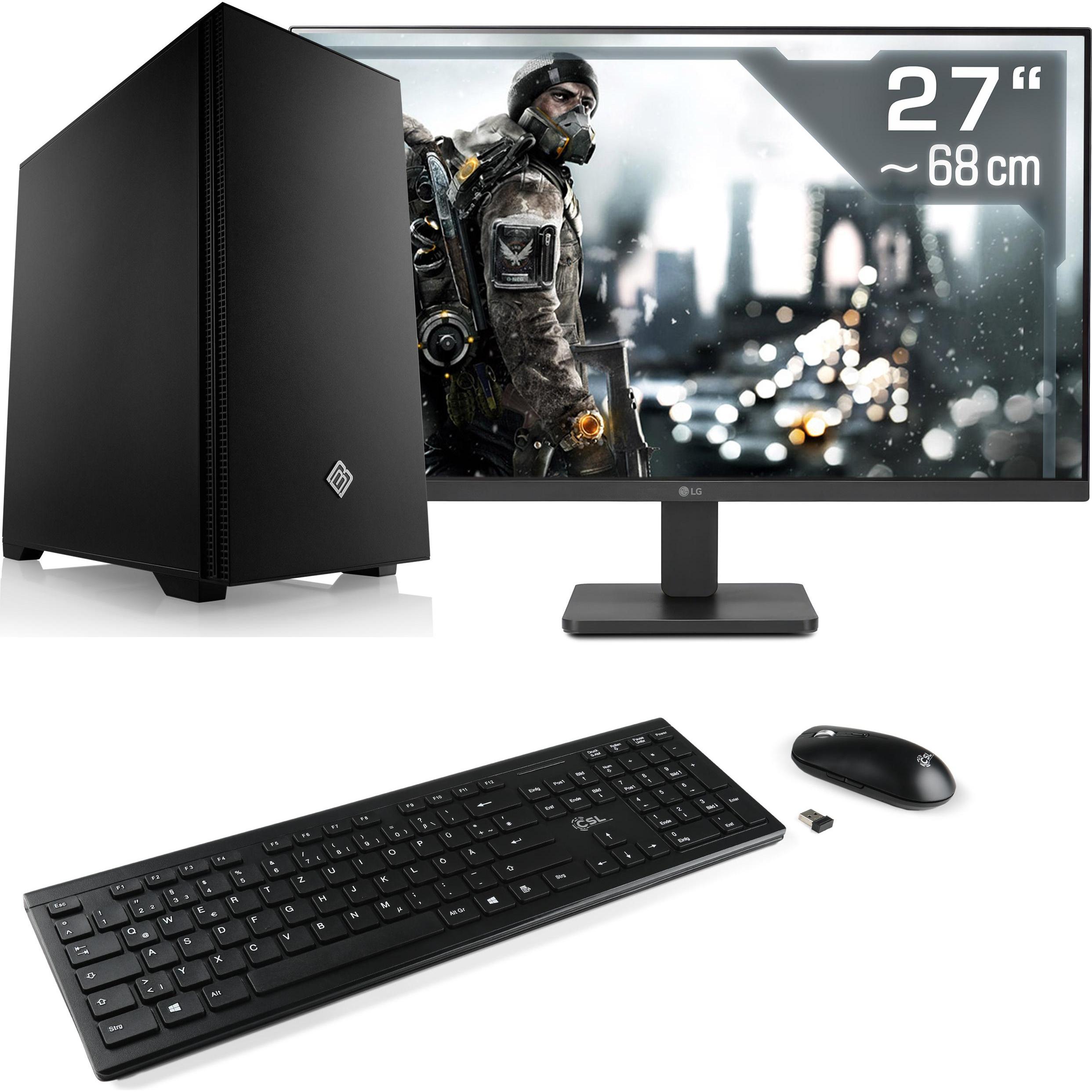 CSL Gaming PC M11500H, QWERTZ Layout (DE) (AMD Ryzen 7 5700X, 32 GB, 1000 GB, GeForce RTX 4060), PC, Schwarz