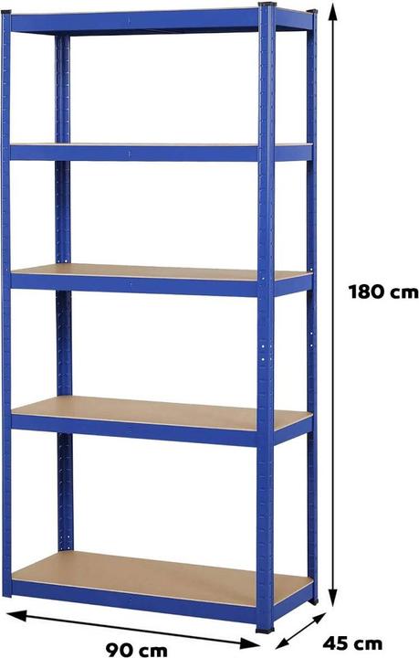 Actual product image Grafner Heavy Duty Shelving 1.80m Workshop Shelving on 5 levels 1325 kg load capacity blue