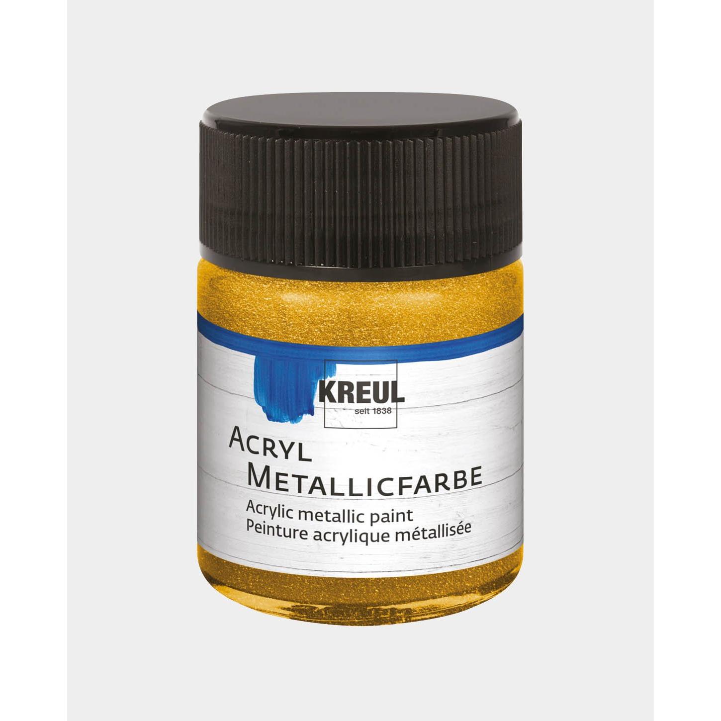Kreul, Künstlerfarbe + Bastelfarbe, Acryl Metallicfarbe, cremig deckend, 50 ml (Gold, 50 ml)