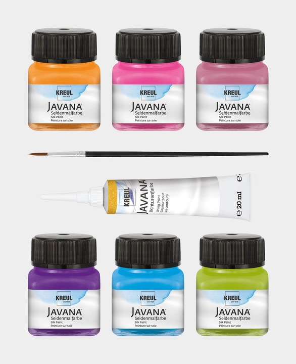 Produktbild Kreul Seidenmalfarben Set (Pink, Violett, Orange, Blau, Gold, Grün, Rot, 140 ml)