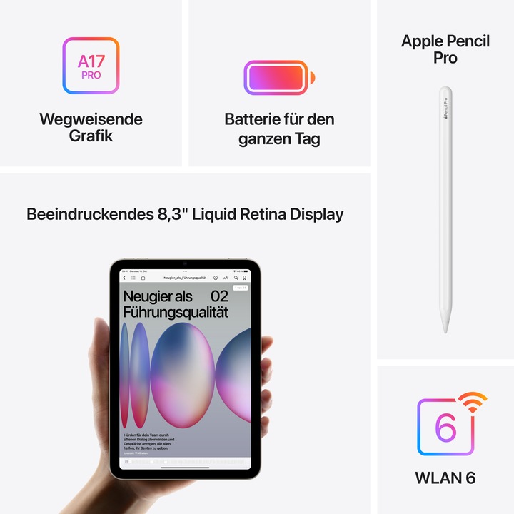 Produktbild Apple iPad mini (2024) (nur WLAN, 8.30", 256 GB, Blue)