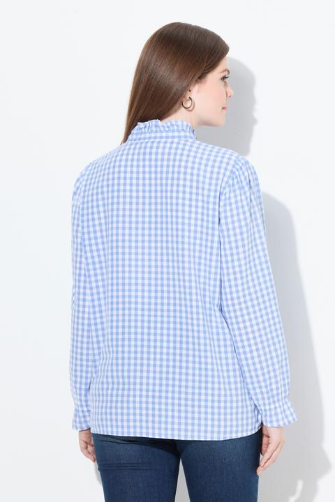 Produktbild Ulla Popken Karobluse, Rüschen, Stehkragen, Langarm (58)