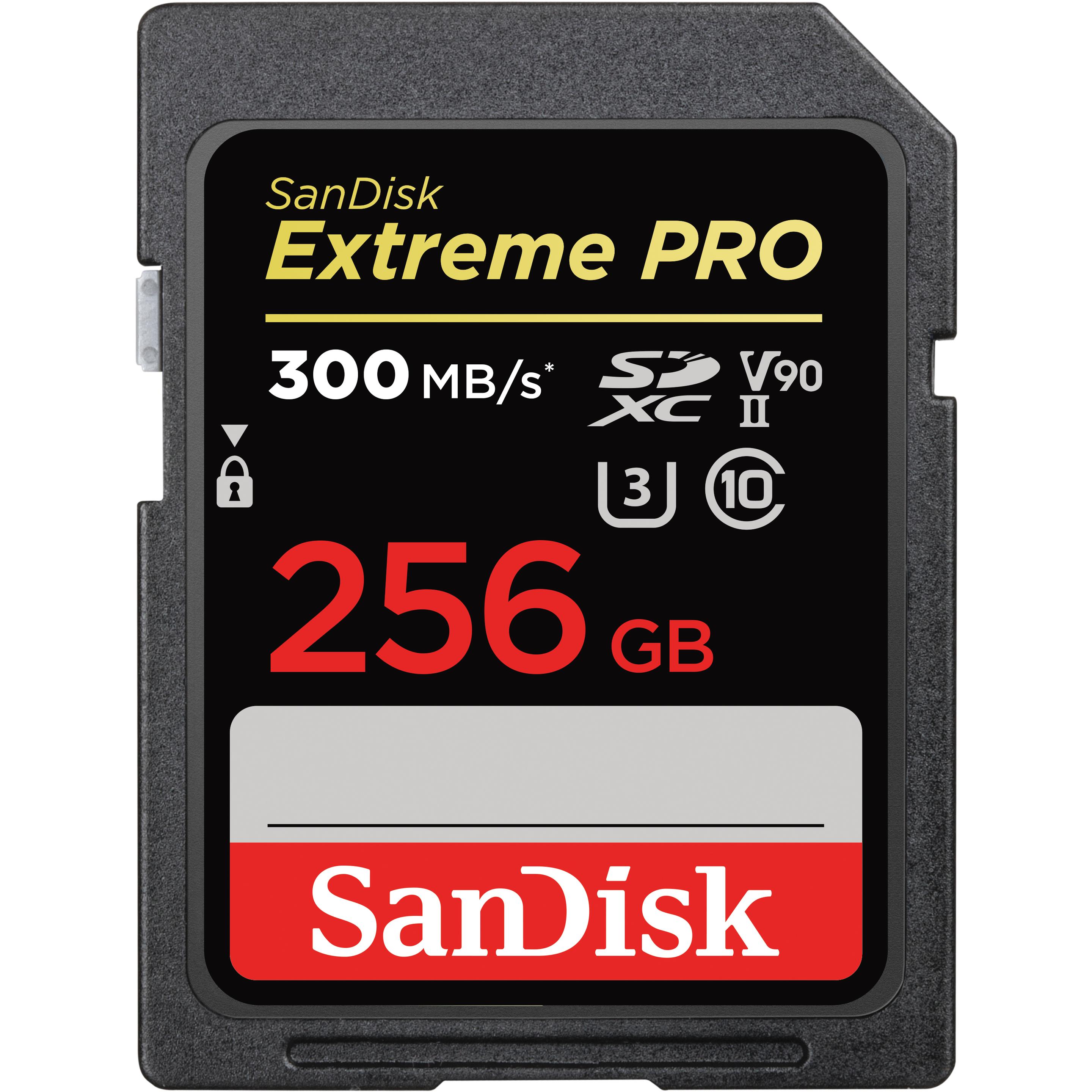 SanDisk Extreme Pro (256 GB, SDXC, U3, UHS-II), Speicherkarte, Schwarz
