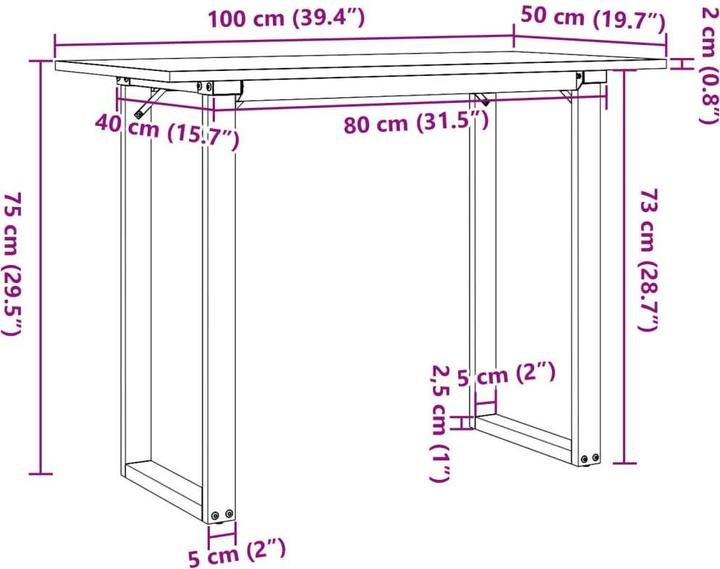 Image du produit vidaXL Esstisch (100 x 50 x 75 cm)