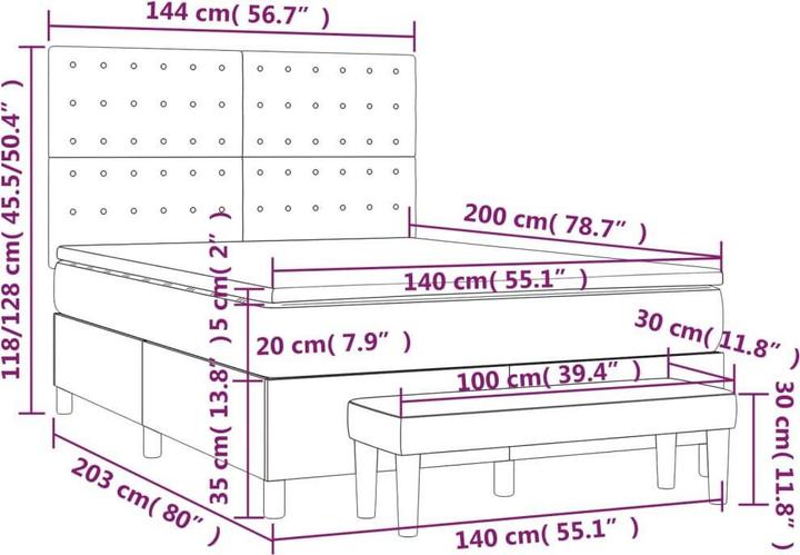 Actual product image vidaXL Boxspringbett (140 x 200 cm)