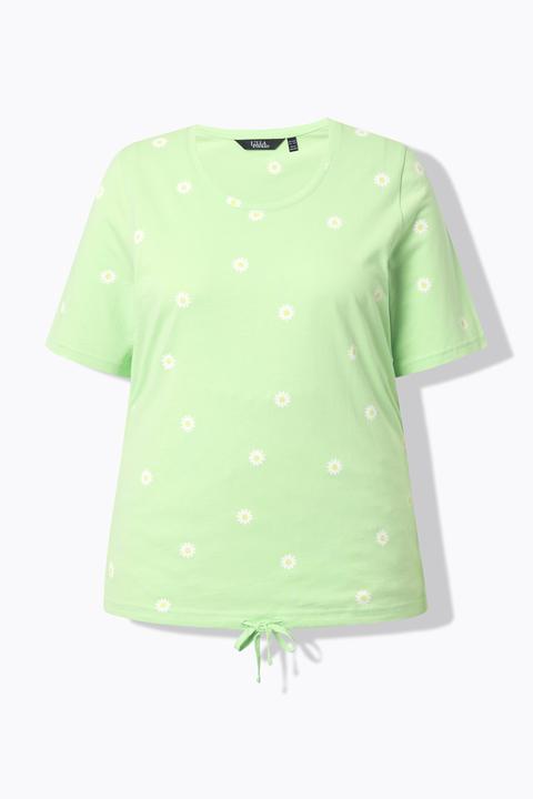 Actual product image Ulla Popken Daisy Print Short Sleeve Drawstring Tee (46, 48)