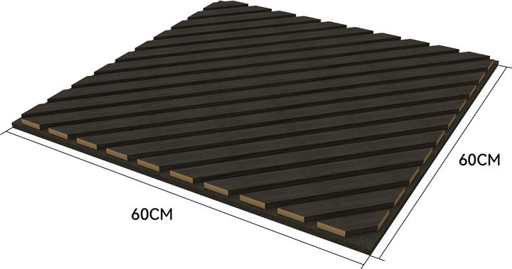 Produktbild neu.holz Akustik-Wandpaneel 4er Set Vang diagonal 1,44 m² Eichenoptik, dunkelgrau () (1.44 m², 60 x 60 cm)