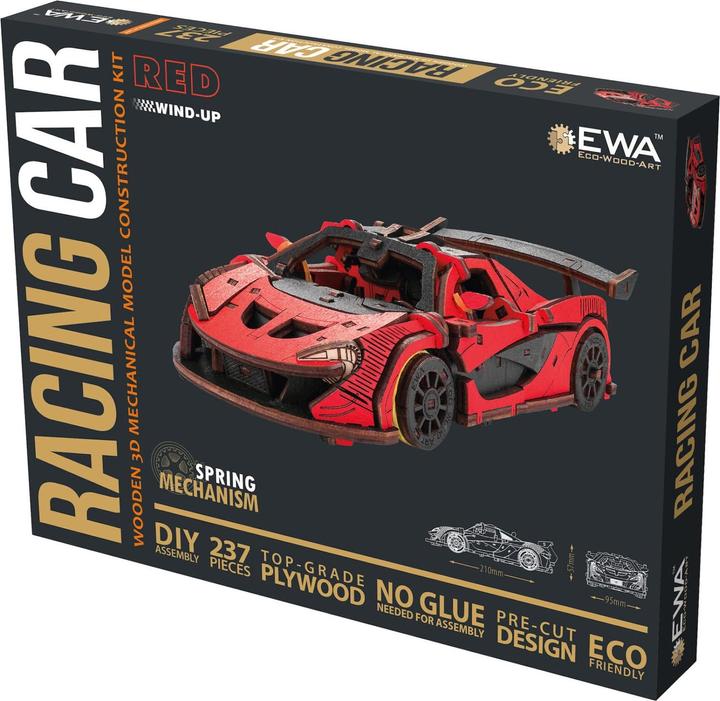 Image du produit Eco Wood Art Kit de maquette 3D en bois - Voiture de course - Rouge (237 pièces)