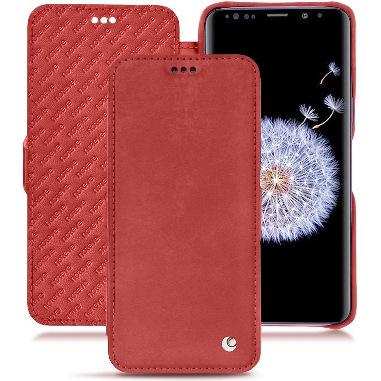 Noreve Lederschutzhülle horizontal (Samsung Galaxy S9+), Smartphone Hülle, Rot