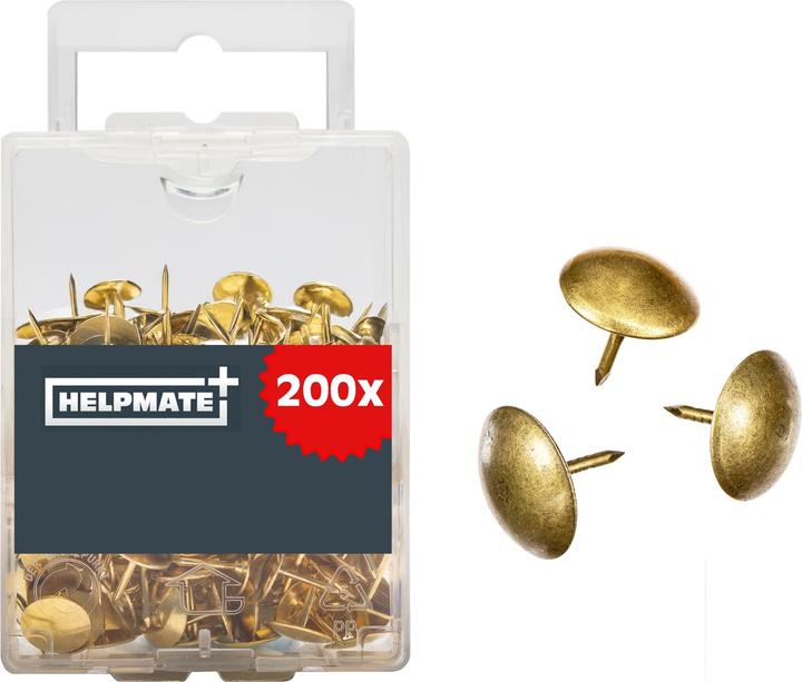 Helpmate Heftzwecken, 9 × 7 mm, Stahl vermessingt (200 Stk., 7 mm)