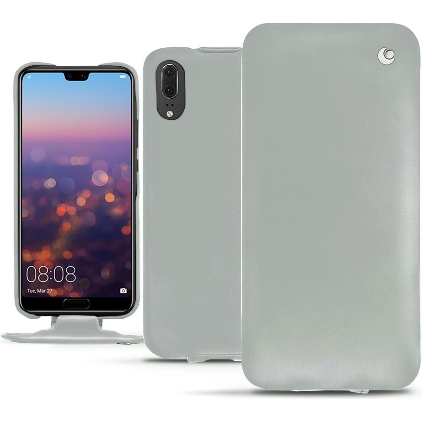 Noreve Lederschutzhülle vertikal (Huawei P20), Smartphone Hülle, Grau