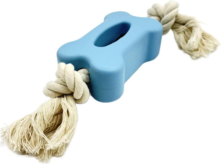 Productafbeelding Mr. Pretzel Gummiknochen mit Seil für Hunde 10 cm (Kauwspeeltje voor honden)