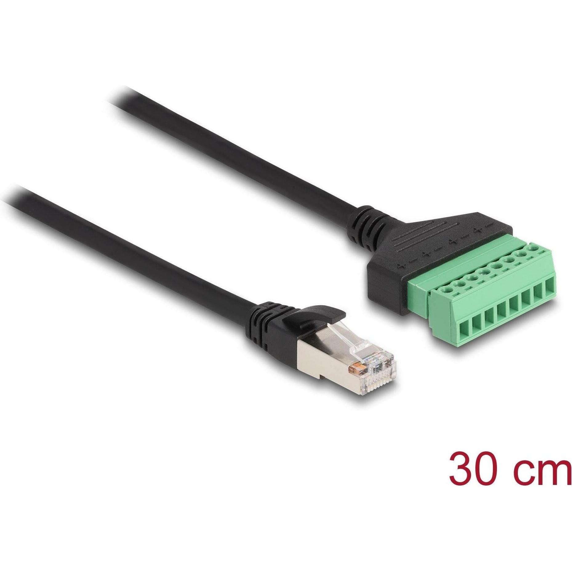 Delock Terminalblock - RJ45 Kabel 1 Stück (U/UTP, CAT6, 0.30 m), Netzwerkkabel