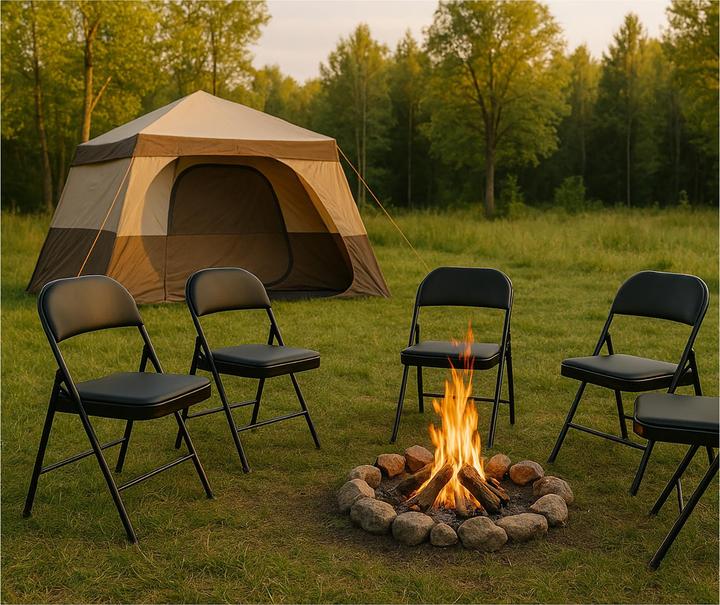 Produktbild HTI-Living 4er Set Klappstühle mit Polsterung Metallgestell und PVC Bezug