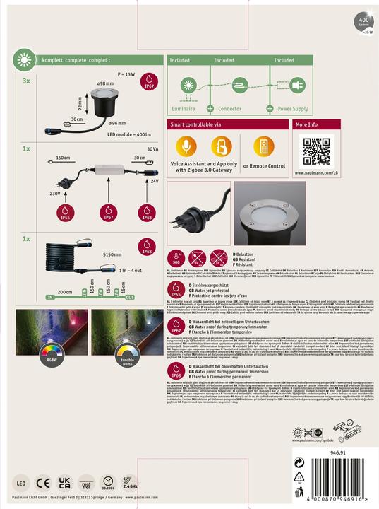 Produktbild Paulmann Outdoor Plug & Shine Floor Zigbee Starterset (400 lm, IP65)