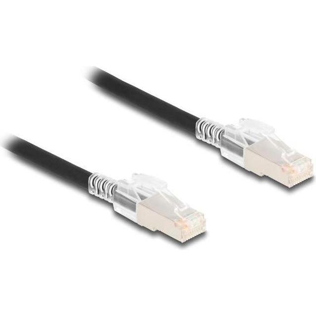 Delock RJ45 Netzwerkkabel Cat.6A S/FTP mit Secure Clips Set 0,5 m schwarz (S/FTP, CAT6a, 0.50 m), Netzwerkkabel