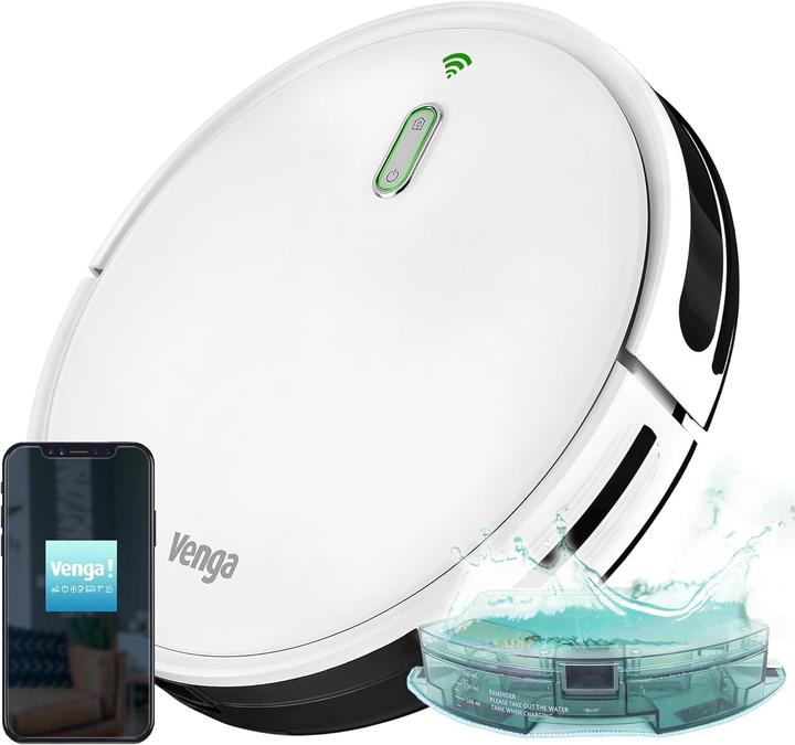 Actual product image Venga 3-in-1 Robot Vacuum with Mop, Gyroscopic Navigation, App Control, 120-Min Runtime (1600 Pa)