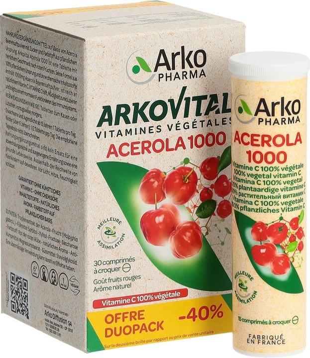 Produktbild Arkopharma Arkovital Acerola Kautabletten 1000mg (60 Stück, Tabletten, 192 g)