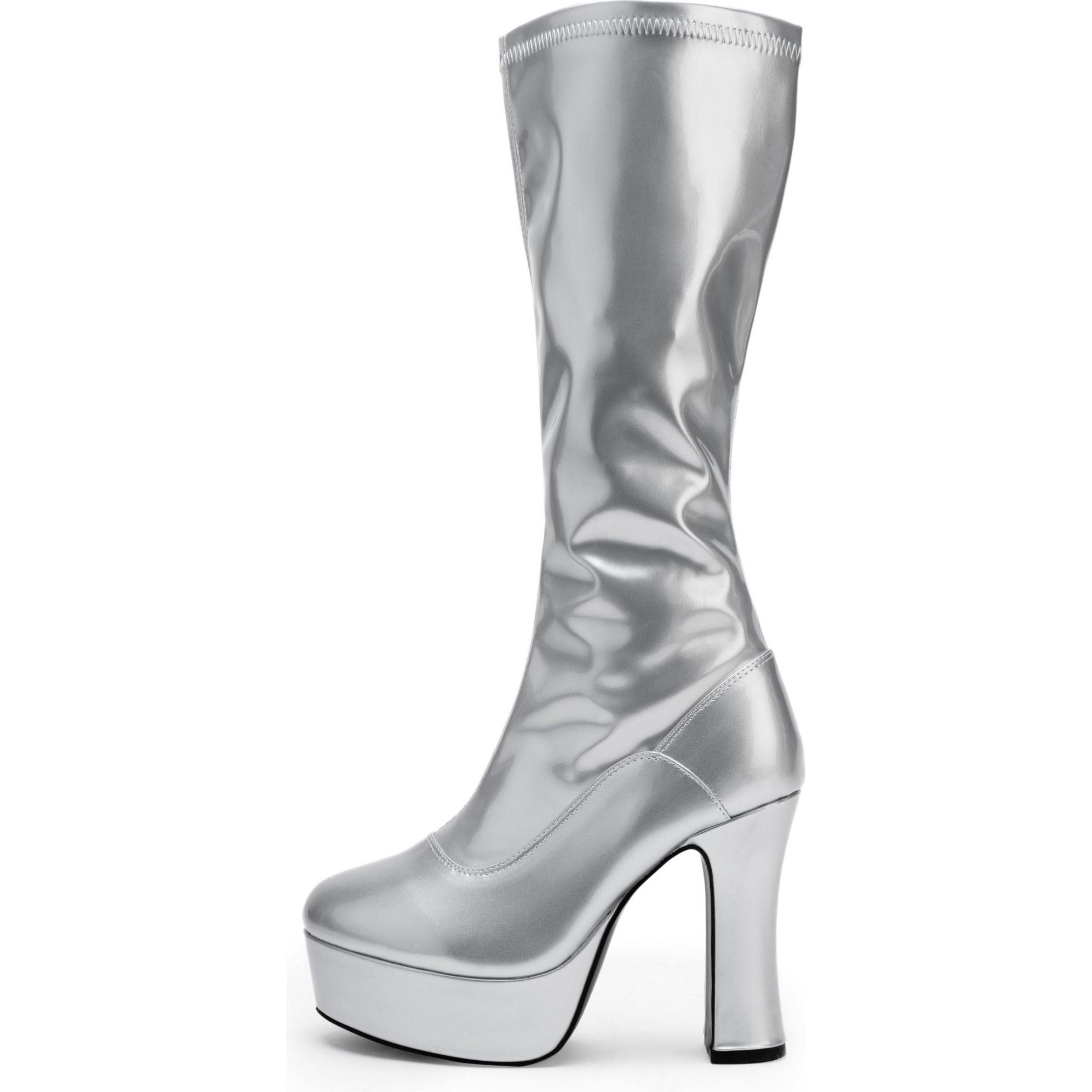 Pleaser Plateau Stiefel mit Reissverschluss silber