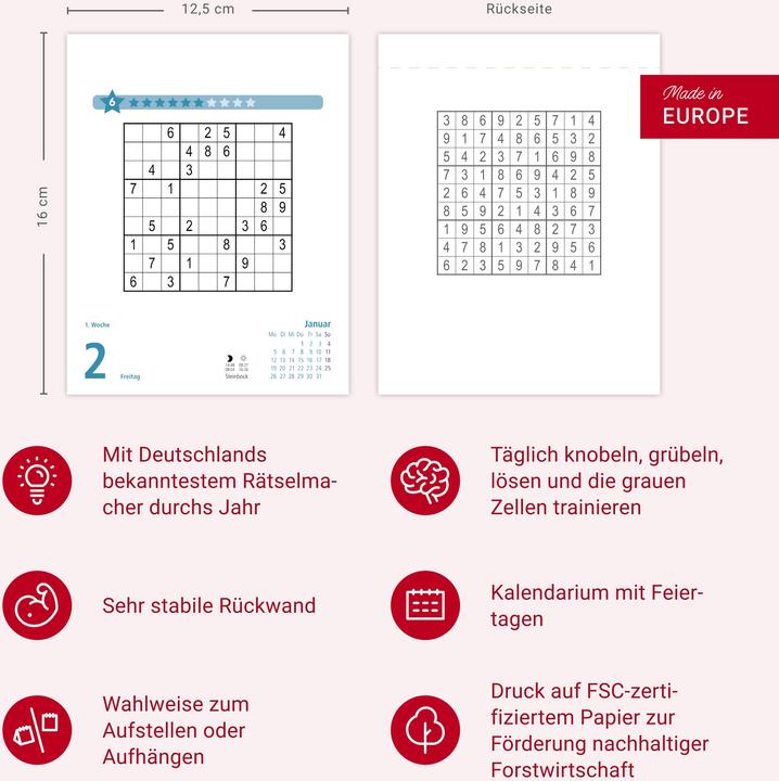 Immagine prodotto Stefan Heine Sudoku mittel Tagesabreisskalender 2026