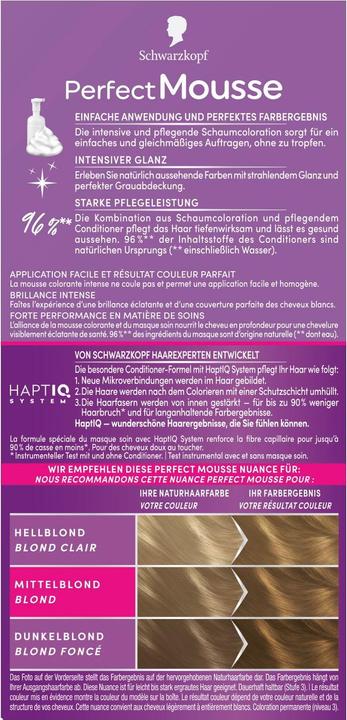 Produktbild Schwarzkopf Perfect Mousse Schaumcoloration (800 Mittelblond)