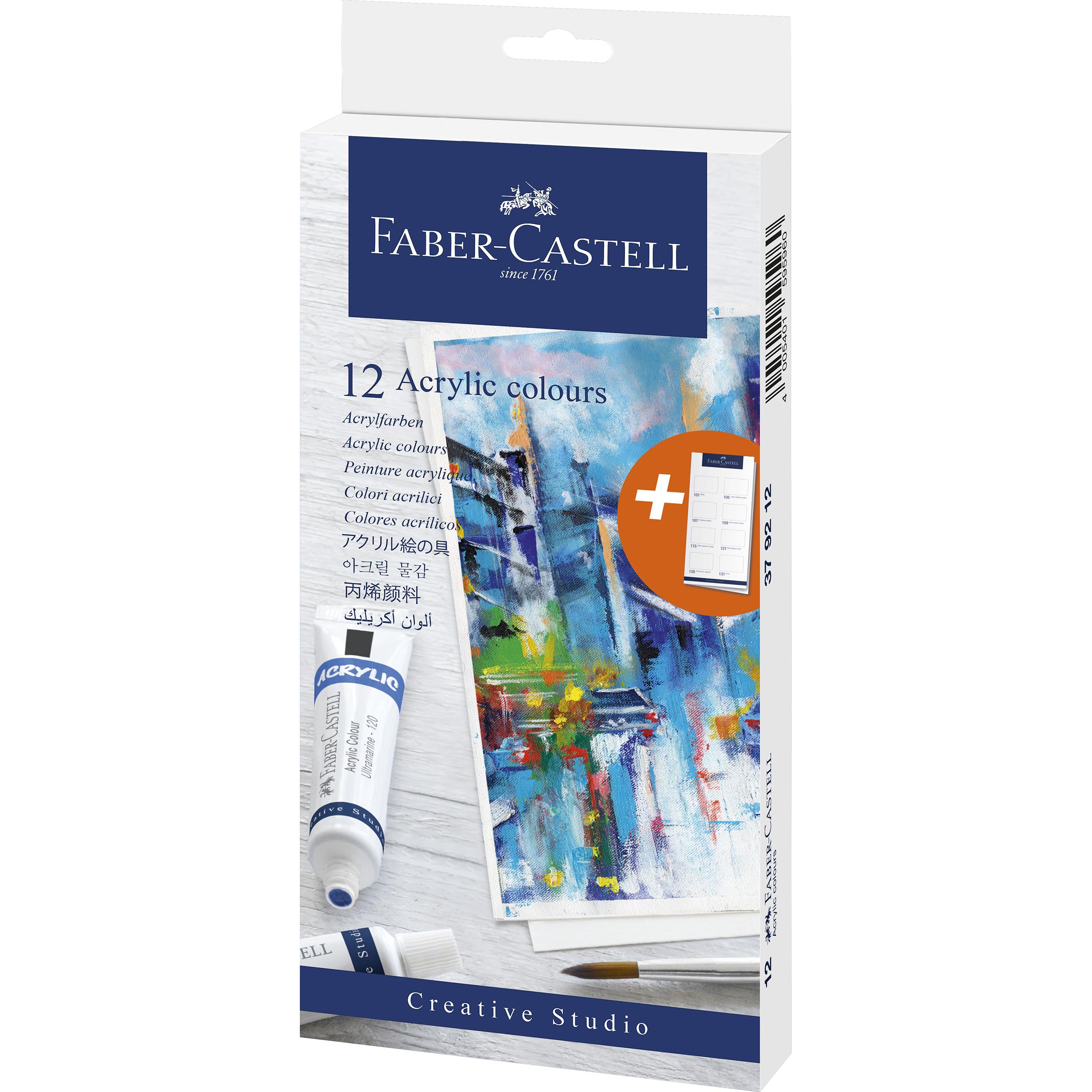 Faber-Castell, Künstlerfarbe + Bastelfarbe, Acrylfarbe in Tube, 12er Kartonetui hochpigmentierte, lichtechte Farben mit ...