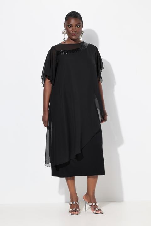 Produktbild Ulla Popken Abendkleid, doppellagig, U-Boot-Ausschnitt, Flügel-Halbarm (46, 48)