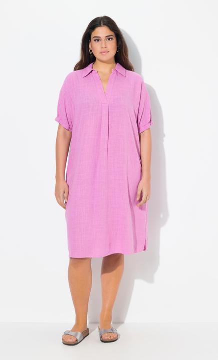 Produktbild Ulla Popken Kleid, Leinenmix, Oversized, Hemdkragen, Halbarm (50, 52)