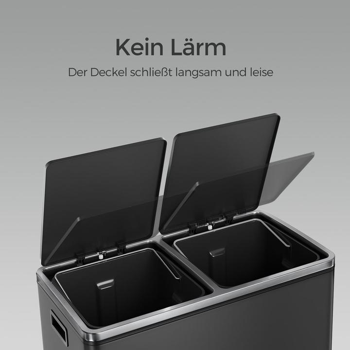 Image du produit Songmics Treteimer 2 x 30 L, Schwarz, Fassungsvermögen: 60 (60 l)