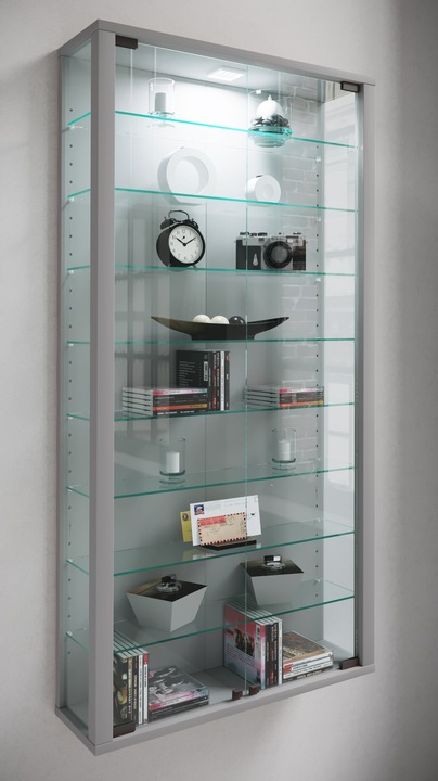 Produktbild VCM Sammel Wandvitrine Holz Glas Vitrosa Maxi (59 x 18 x 114 cm)
