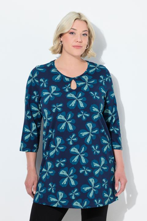 Produktbild Ulla Popken Longshirt, Blüten, A-Linie, Rundhals, 3/4-Arm (62)