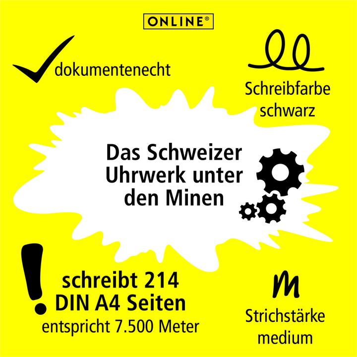 Produktbild Online Kugelschreiberminen M schwarz, 6 St. (Füllertinte, Schwarz, 0.60 mm)