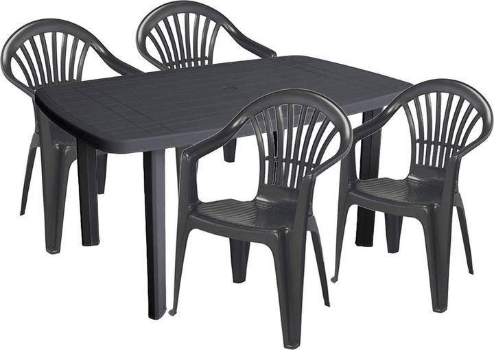 Produktbild Mojawo Sitzgarnitur Gartengarnitur 5-teilig Kunststoff Anthrazit