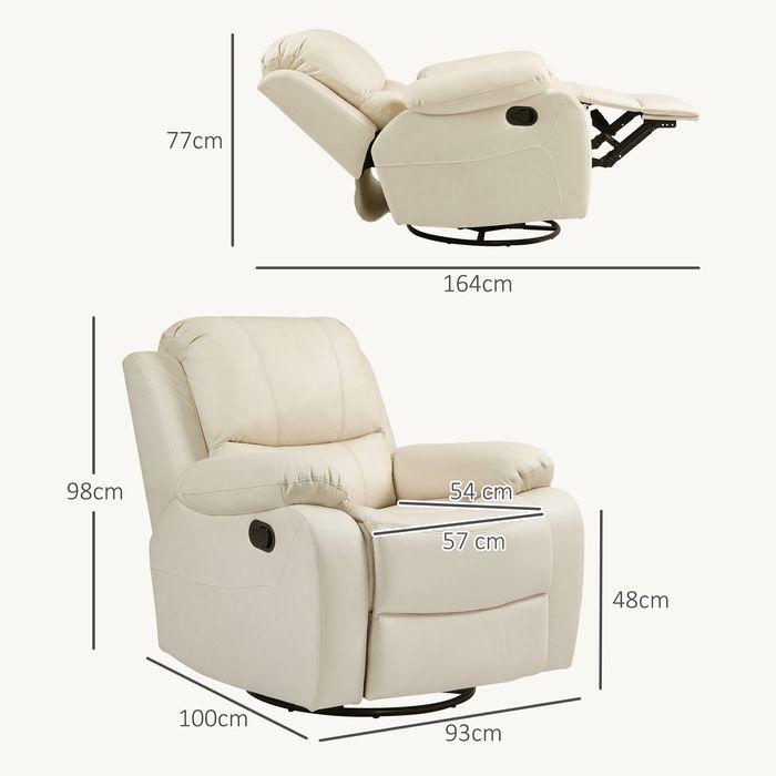 Image du produit Swisshandel24 Fauteuil TV Fonction chaise longue, repose-pieds, pivotant Système de ressorts ensachés, crème
