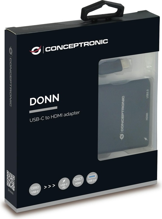 Produktbild Conceptronic Dock USB-C->HDMI,USB3.0,100WPD 25cm schwarz (USB-C, 3 Ports)