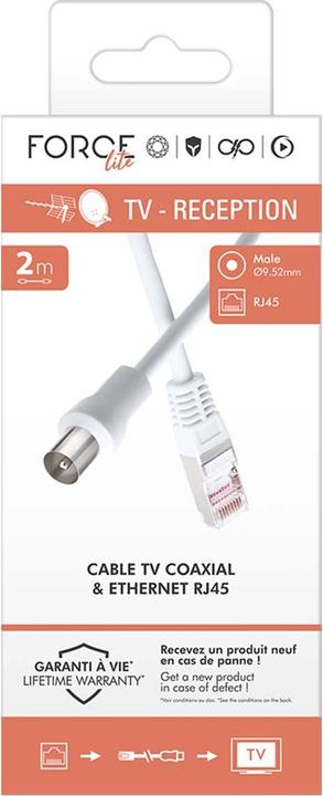Image du produit Force Power Koaxialkabel 9.52mm / Ethernet RJ45 2m (Câble d'antenne)