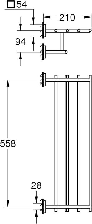 Image du produit Grohe Start Cube QuickFix porte-serviettes multi-usages, 600mm, adhésif, supersteel