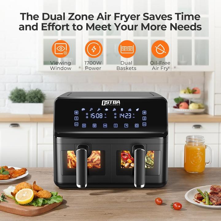 Produktbild Yashe Hot air fryer 1700 W 8 litres double basket touch screen 360 technology fast and healthy