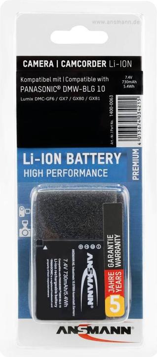 Actual product image Ansmann A-Pan DMW-BLG10 730mAh 7,4V (Camera battery)