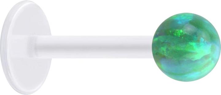 Produktbild Star Piercing Micro Labret transparent mit Kugel Opal grün (ohne Messing, Bioflex)