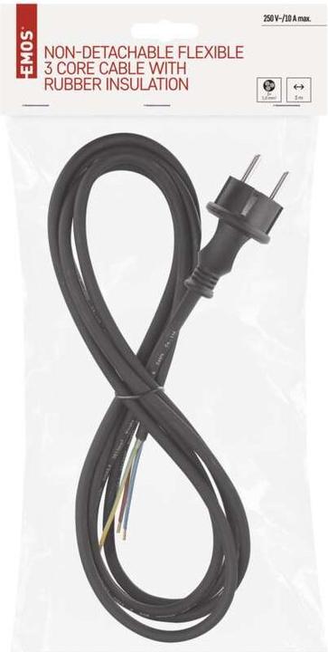 Immagine prodotto Emos Cavo di alimentazione in gomma 3x 1mm2, 3m, nero (3 m)